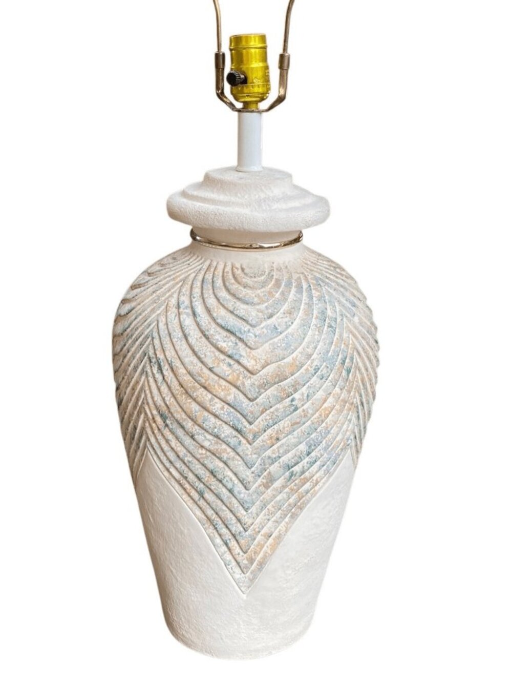 Abstract 1980s Vintage Plaster Table Lamp Southwest Sedona Design